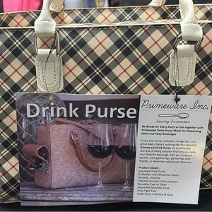 Plaid Drink Purse - Black, Red, Cream